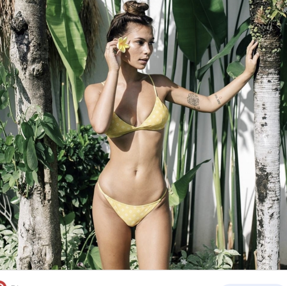 Nwt DAZE DAYZ Jasmine yellow tan logo .bikini S - Picture 13 of 13